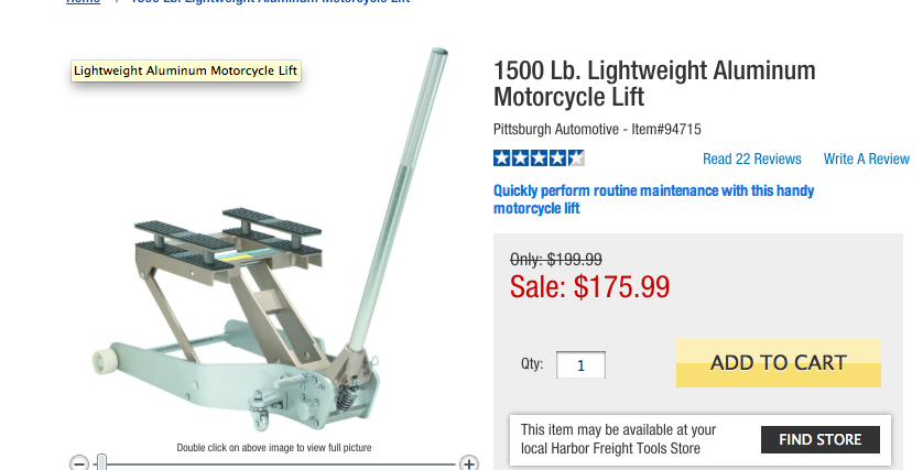 Harbor freight online aluminum motorcycle jack